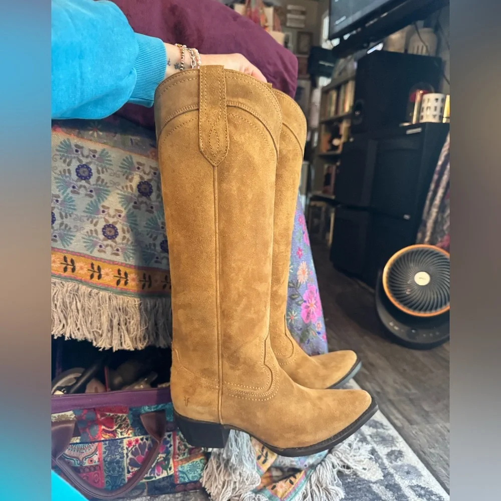 Frye Tan Sacha to the Knee Suede Boots